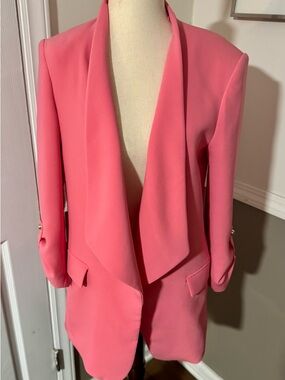 Zara 💕 Pink/salmon Draped Open-Front Blazer Jacket